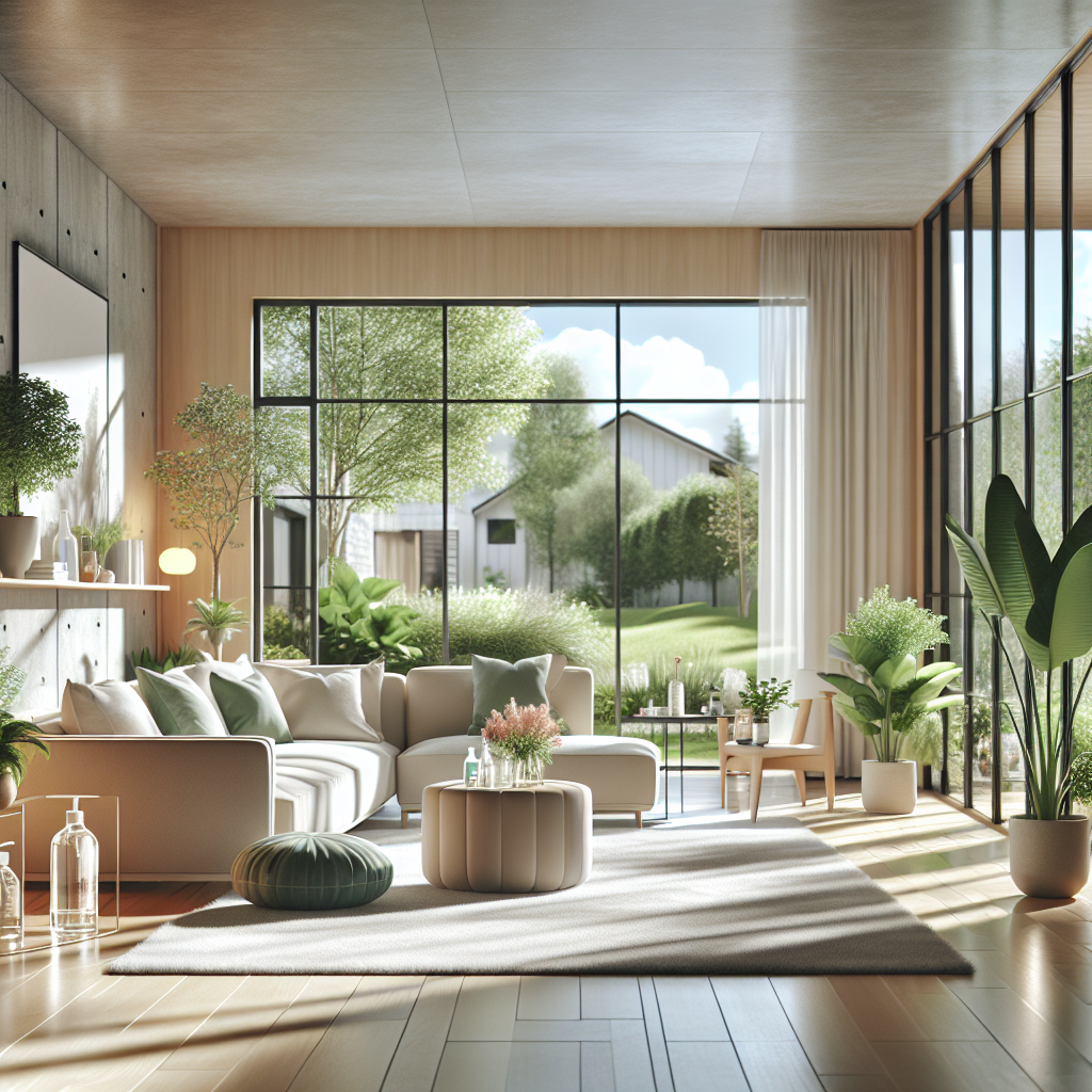 A bright and clean living room interior showcasing a cozy atmosphere.