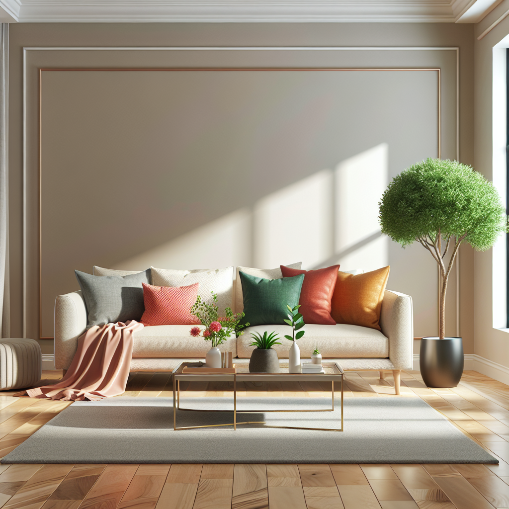 A clean and inviting living room with modern furniture and natural light.