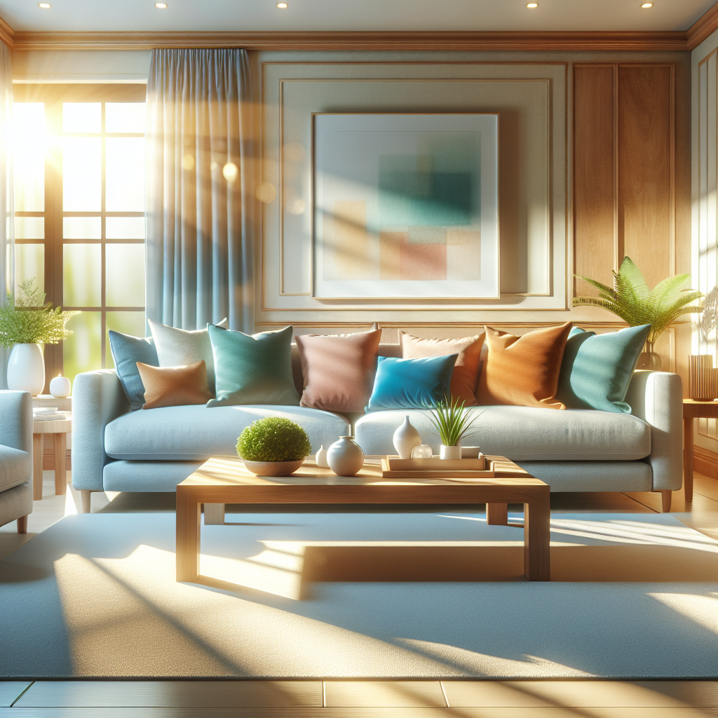 A cozy and organized living room highlighting cleanliness and natural light.
