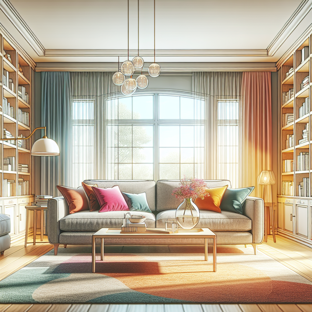 Top House Cleaning Services in Summerside Edmonton Revealed! 4 A cozy living room in Wilmington, NC with natural light, a gray sofa, colorful pillows, and a coffee table.