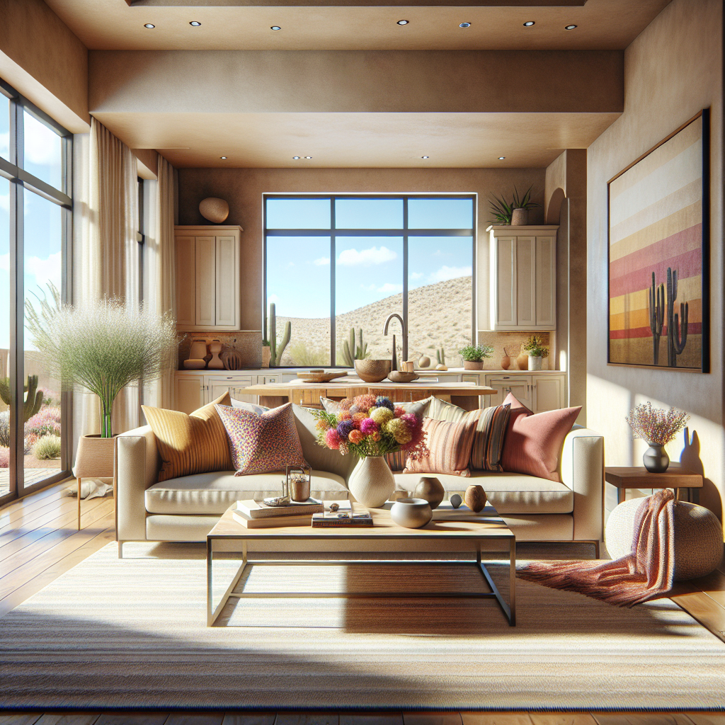A clean and organized living room in a modern home in El Paso.