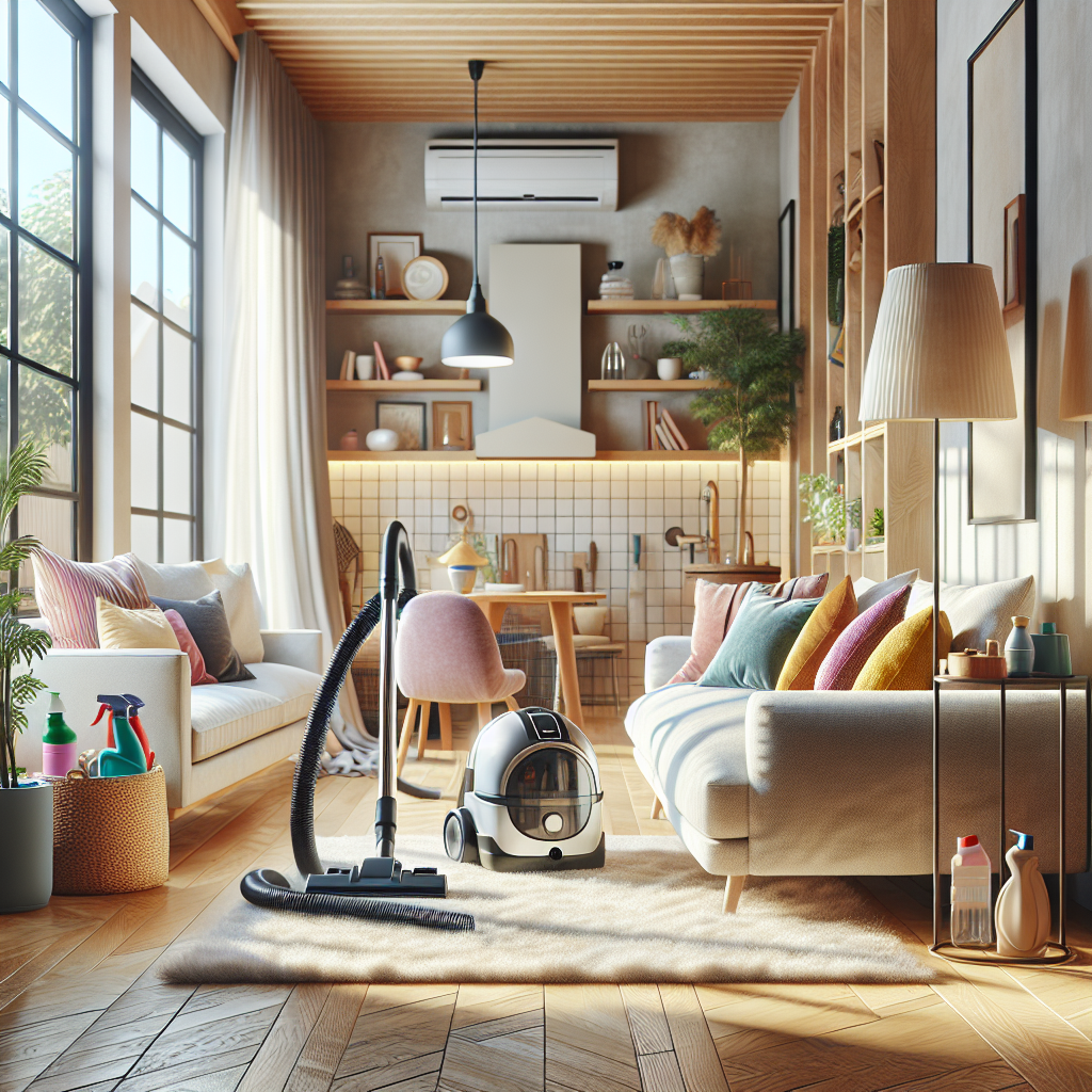 Find House Cleaning Jobs Near Me Today! 2 A cozy and tidy modern living room representing house cleaning services.