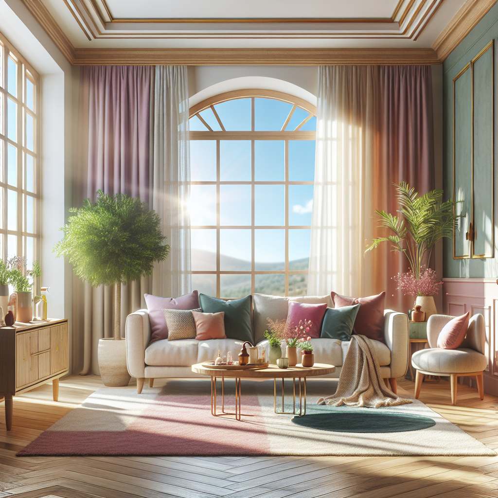 A clean, cozy living room showcasing a stylish sofa and natural light.