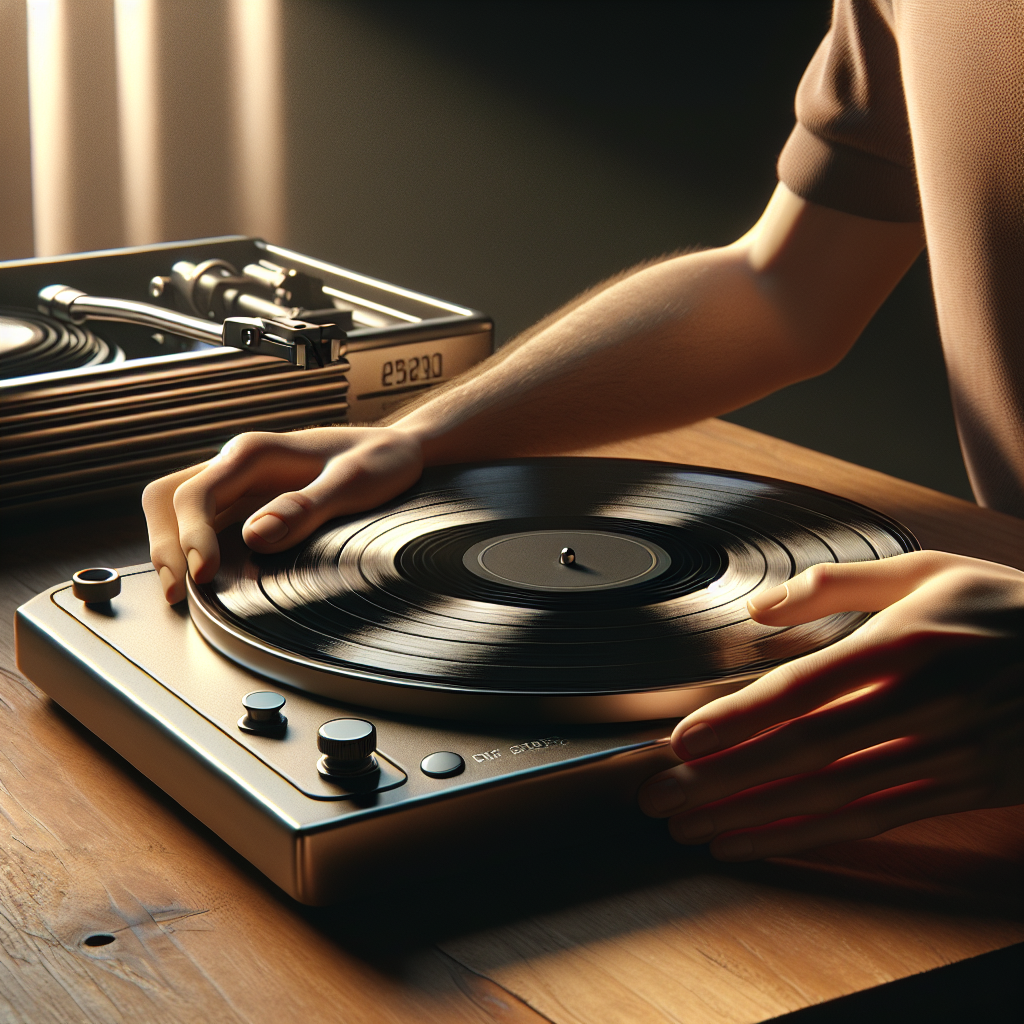 An image illustrating the deep cleaning process of vinyl records.