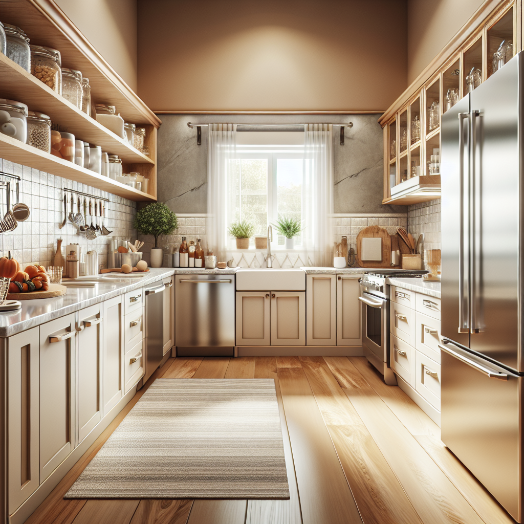 A clean and organized kitchen showcasing deep cleaning techniques.