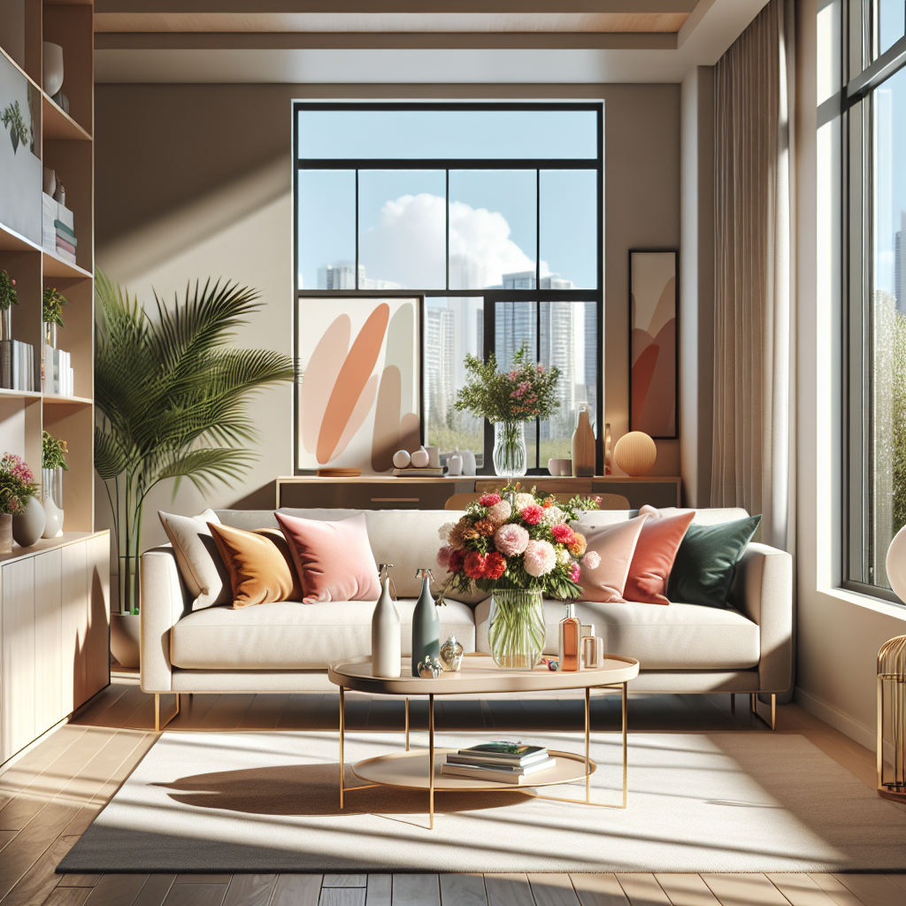A clean and inviting living room in Edmonton, showcasing a bright and organized space.