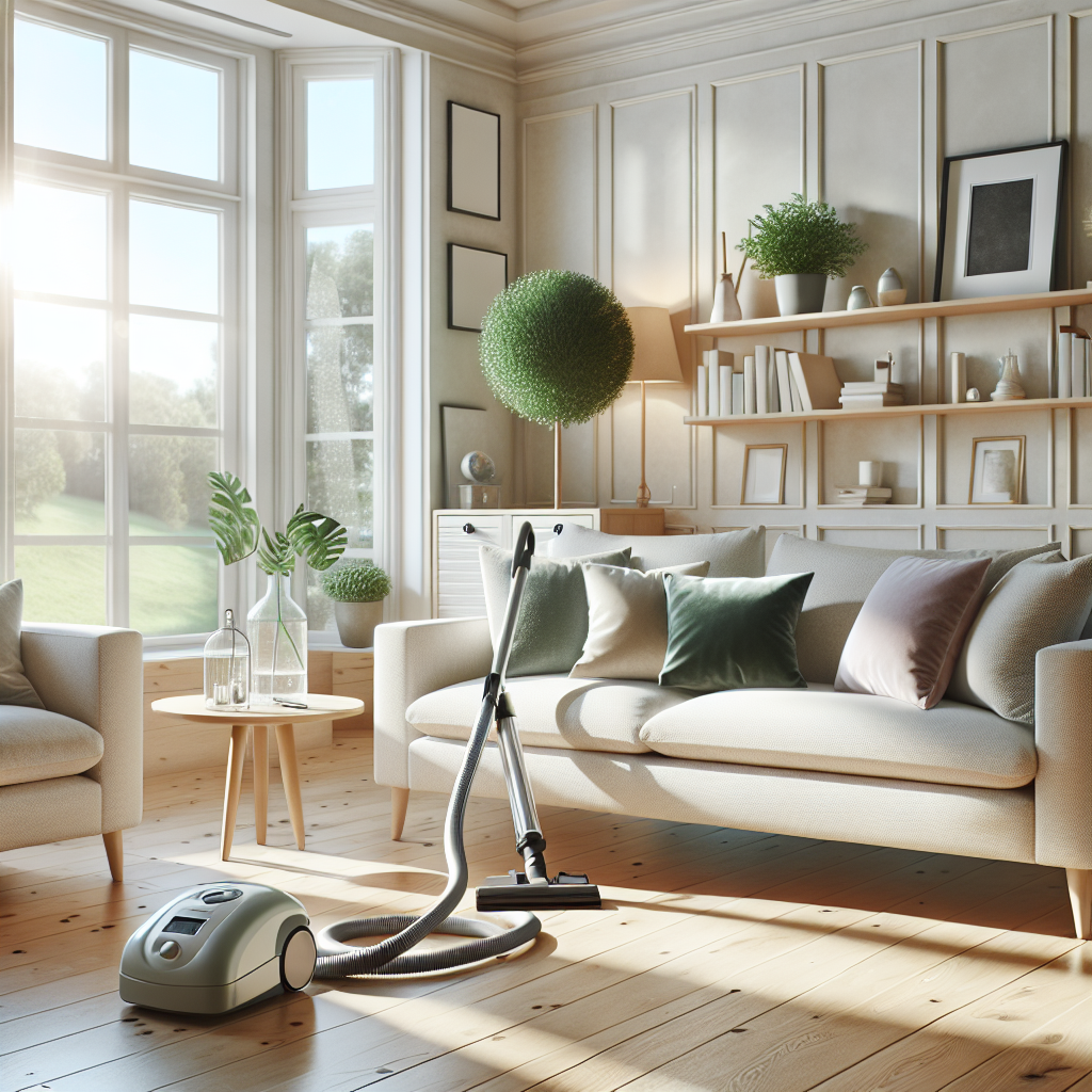 A clean and organized living room representing house cleaning services.