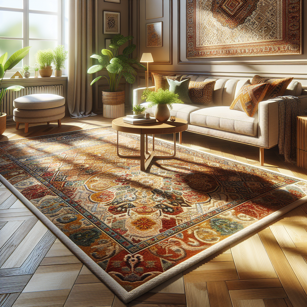 A living room with a beautifully maintained carpet, sunlight illuminating the space.