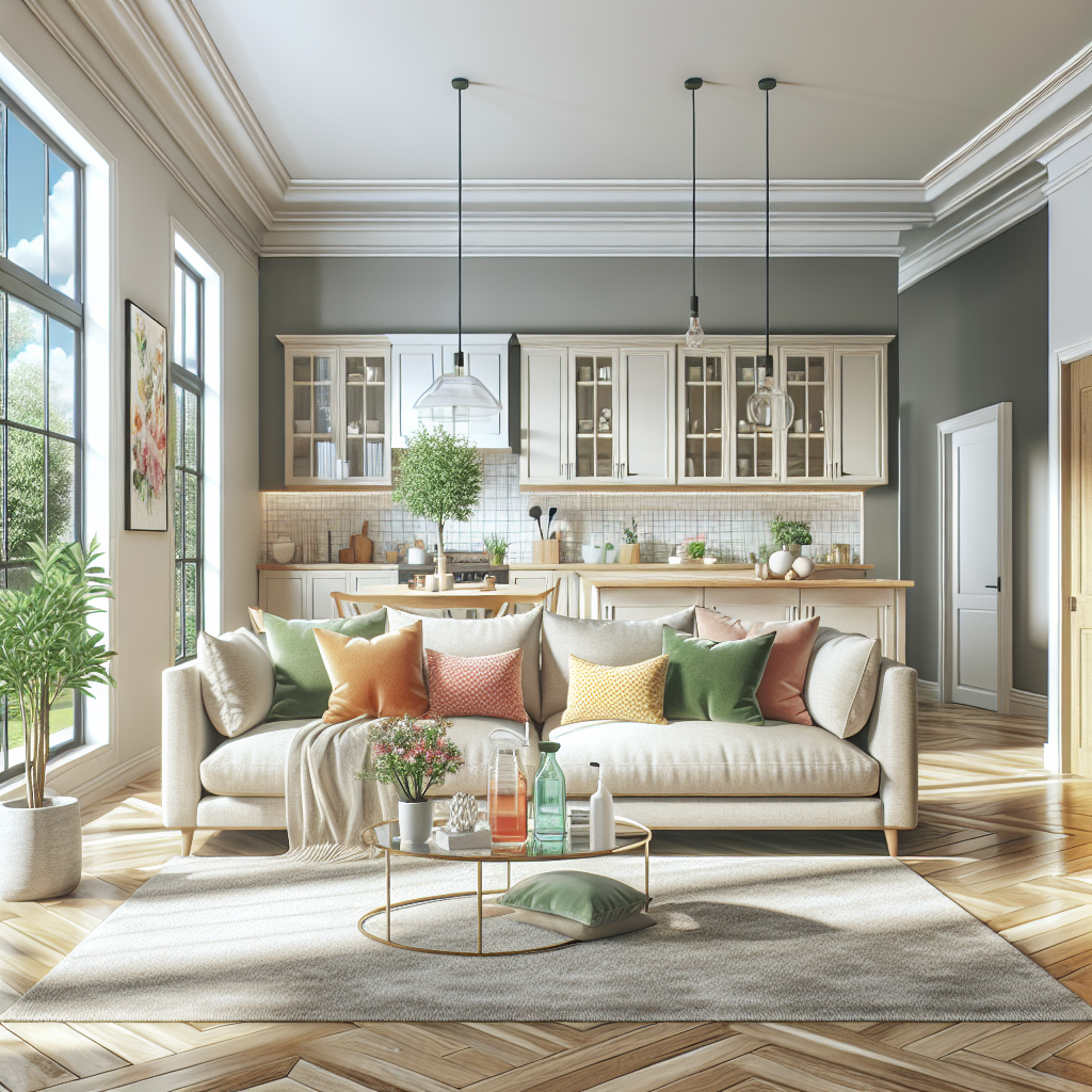 A clean and organized modern living room in Erie, PA, with a focus on comfort and cleanliness.