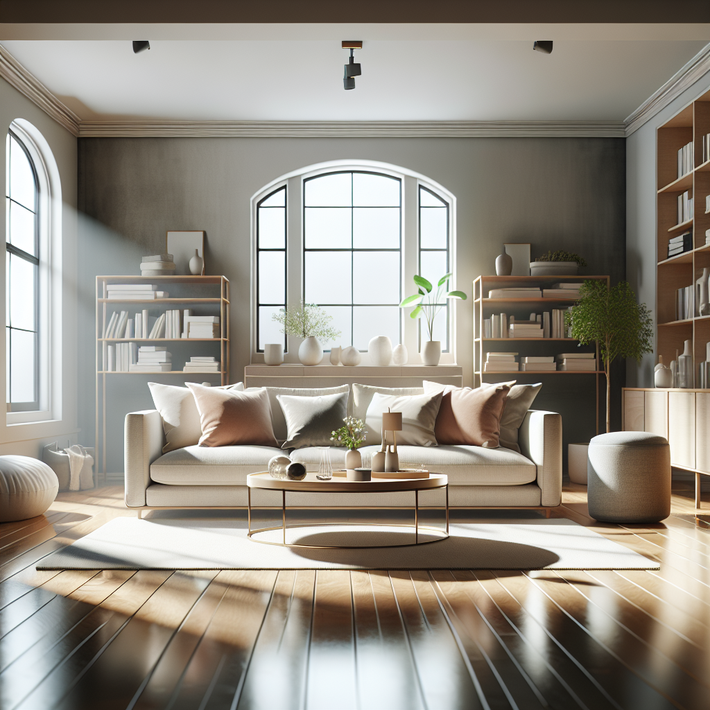 A professionally cleaned living room showcasing cleanliness and tranquility.