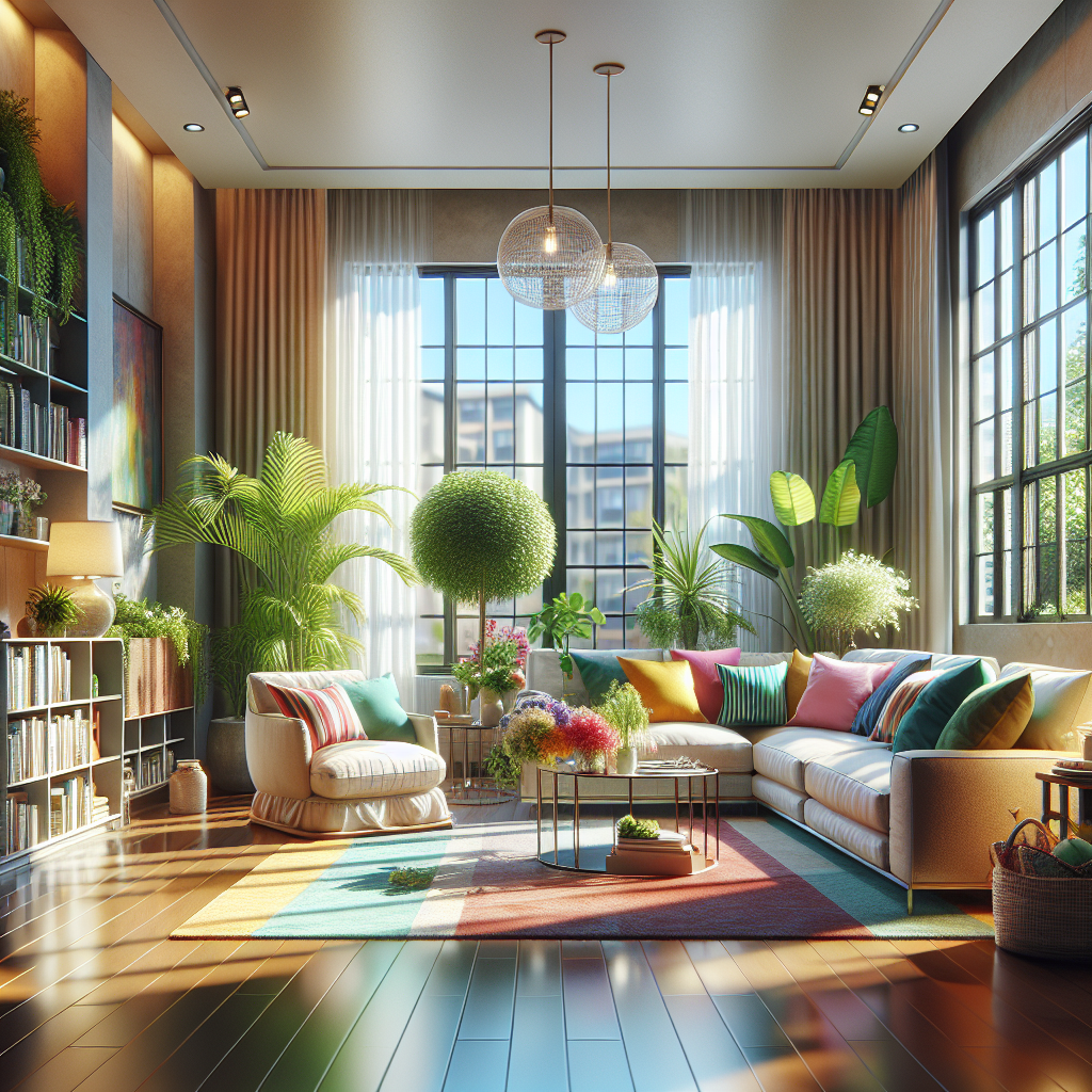 A clean and organized living room in Edmonton, showcasing elegant furniture and natural lighting.