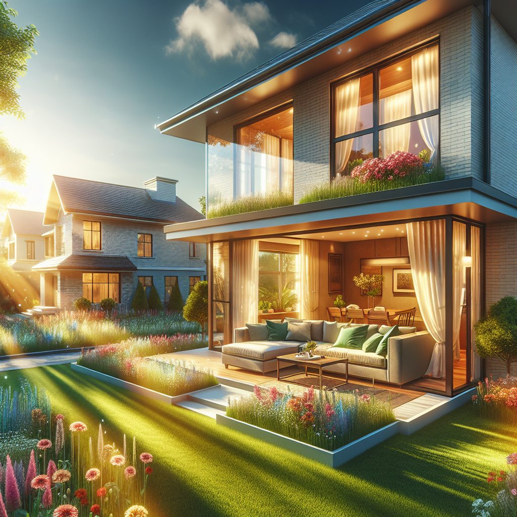 A bright and welcoming Edmonton home interior with modern furniture and a tidy front yard.