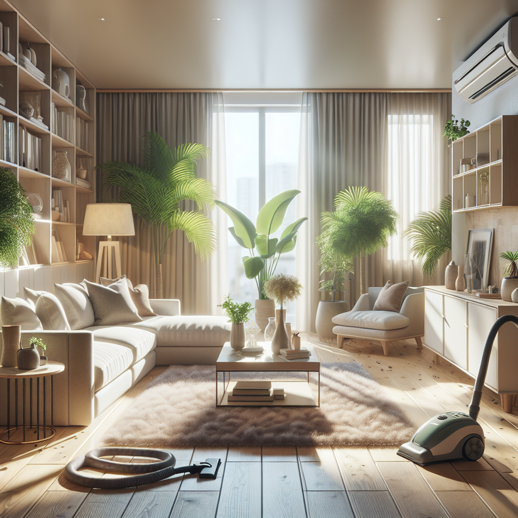 A clean and modern living room depicting the benefits of professional cleaning services.