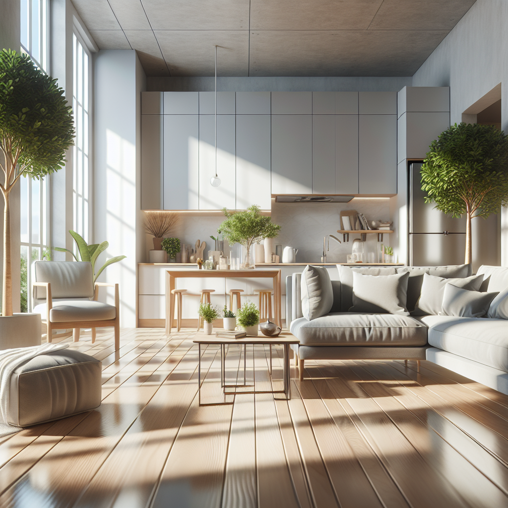 A bright and organized residential living room with modern furniture.