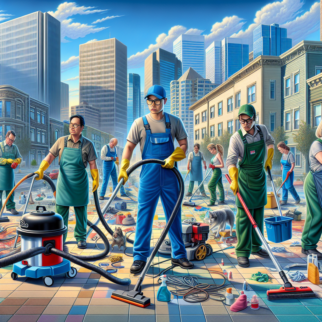 A scene of people cleaning in Edmonton, showcasing teamwork and professionalism.