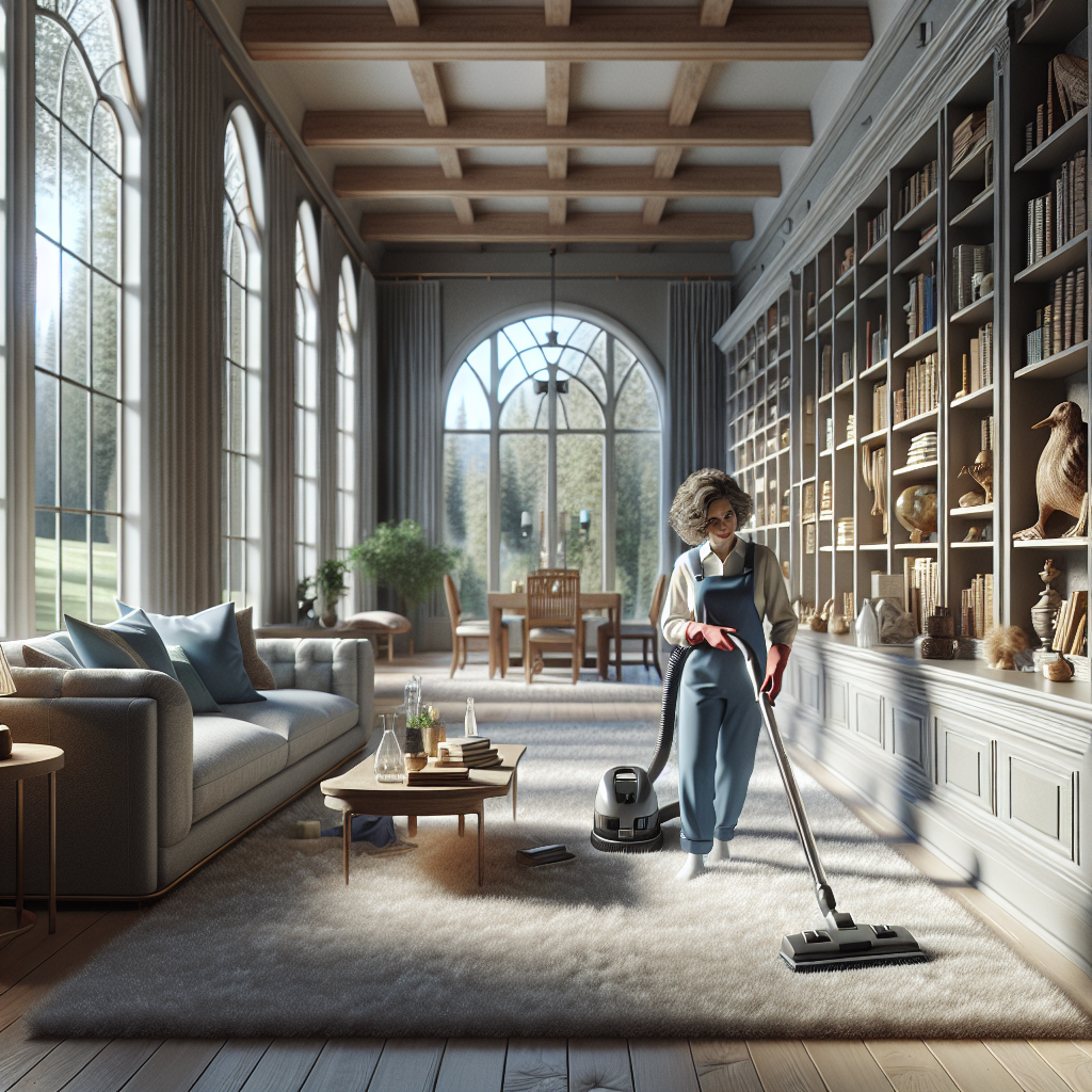 Interior of a clean home with house cleaning services in action.