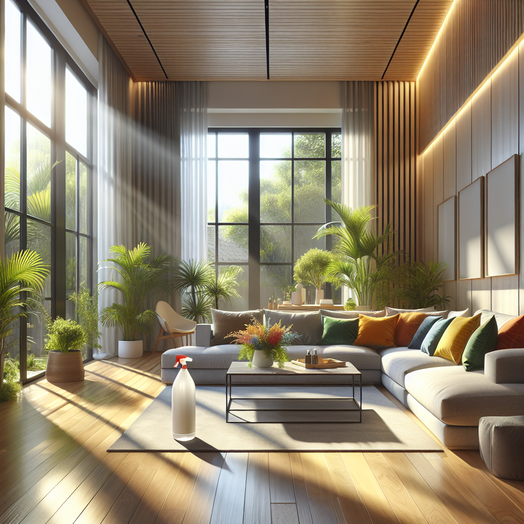 A bright and tidy living room showcasing a cozy atmosphere with natural light.