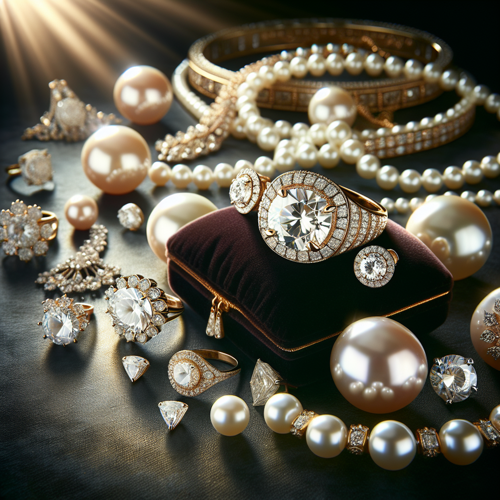 Various pieces of deep cleaned jewelry on a dark velvet surface.