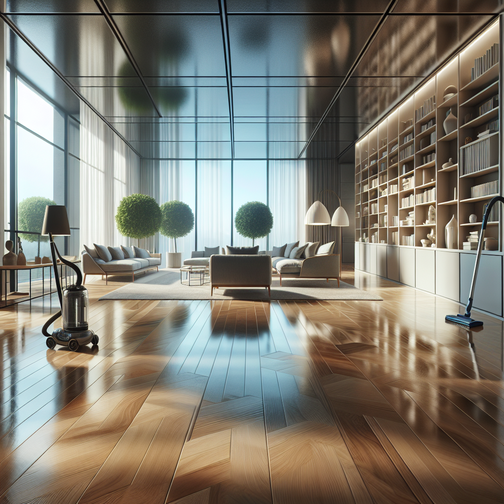 A clean and modern living room, highlighting the concept of deep cleaning.