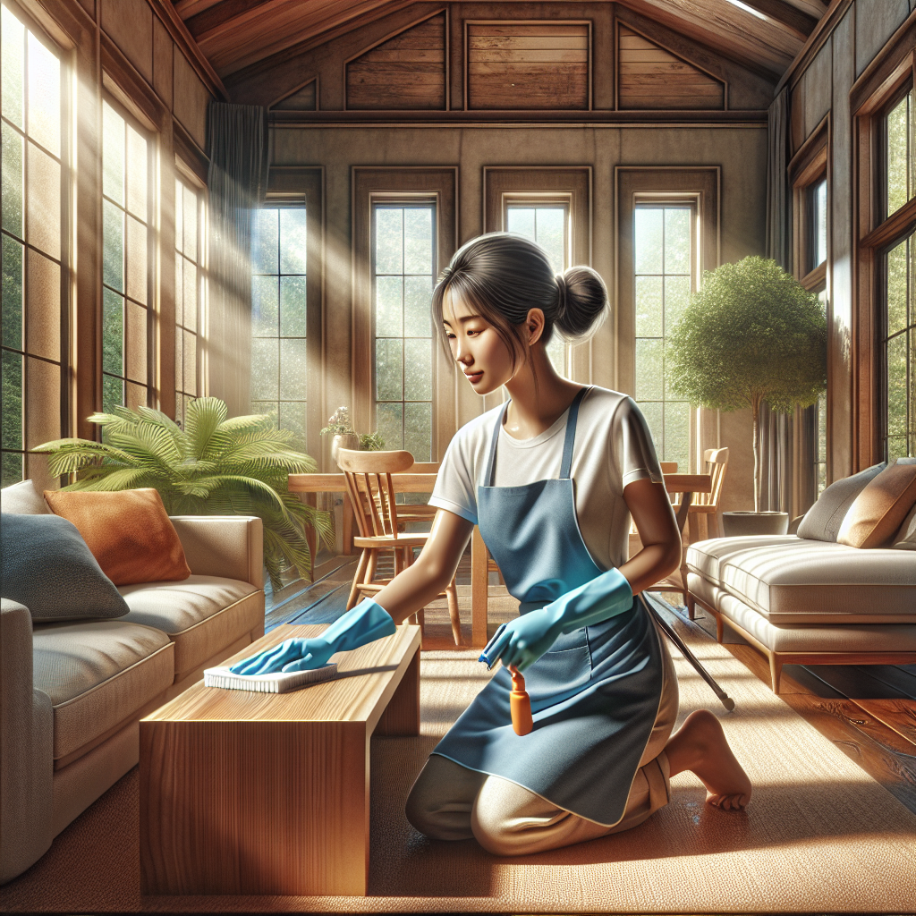 A person cleaning a tidy living room, showcasing the importance of deep cleaning.