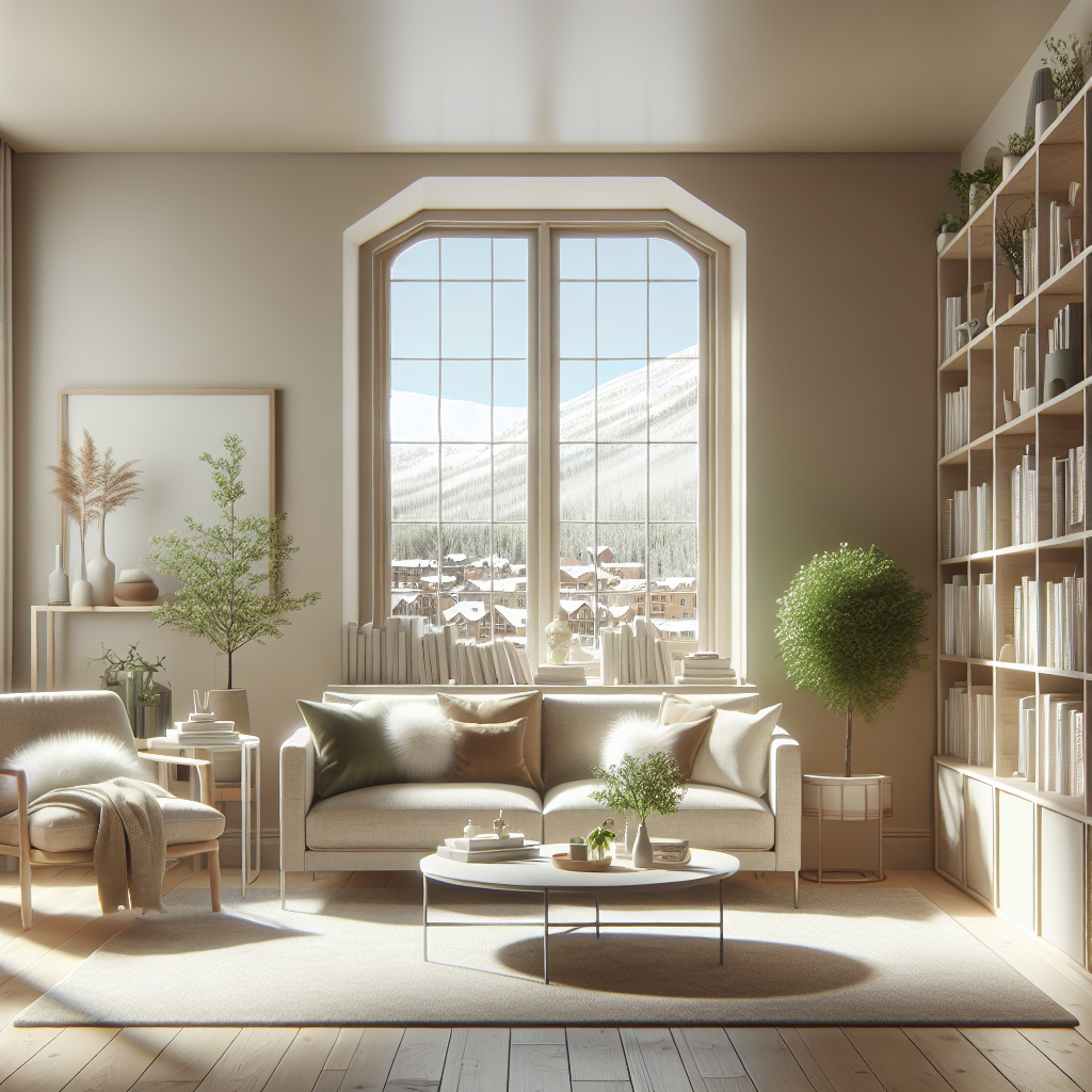 A clean and organized living room in Edmonton with natural light and minimal clutter.