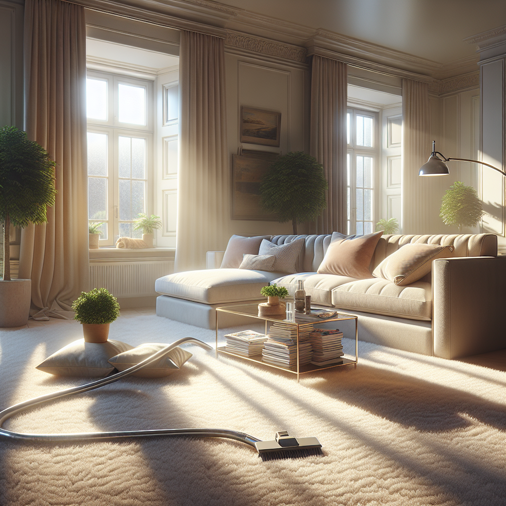 A clean and cozy living room with a sofa, coffee table, and natural light.