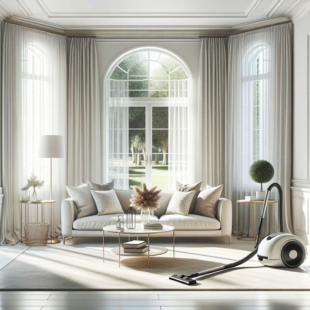 A pristine and organized living room representing residential cleaning services.