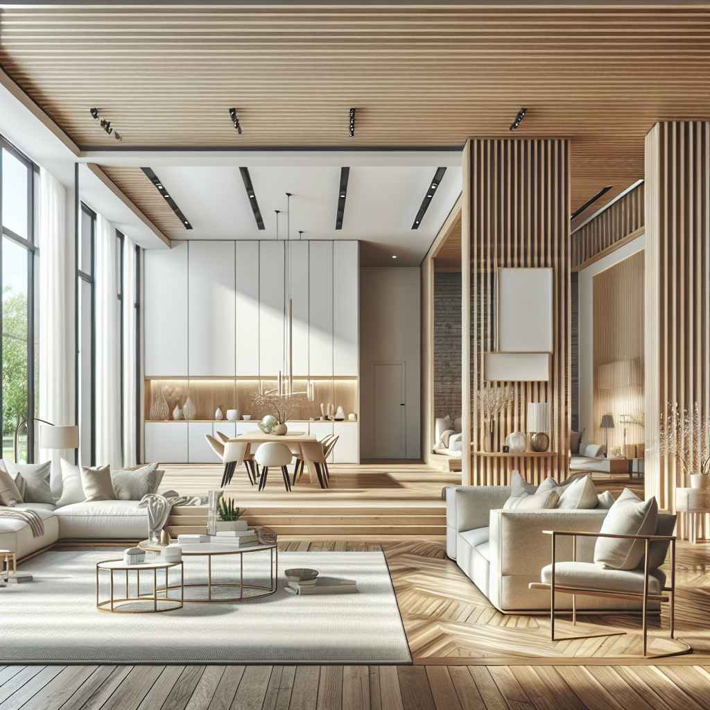 A pristine, modern living room with minimalistic decor and ample natural light.