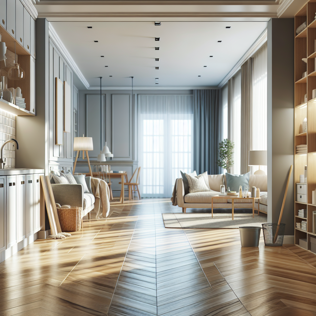 A realistic image of a clean and organized house interior.
