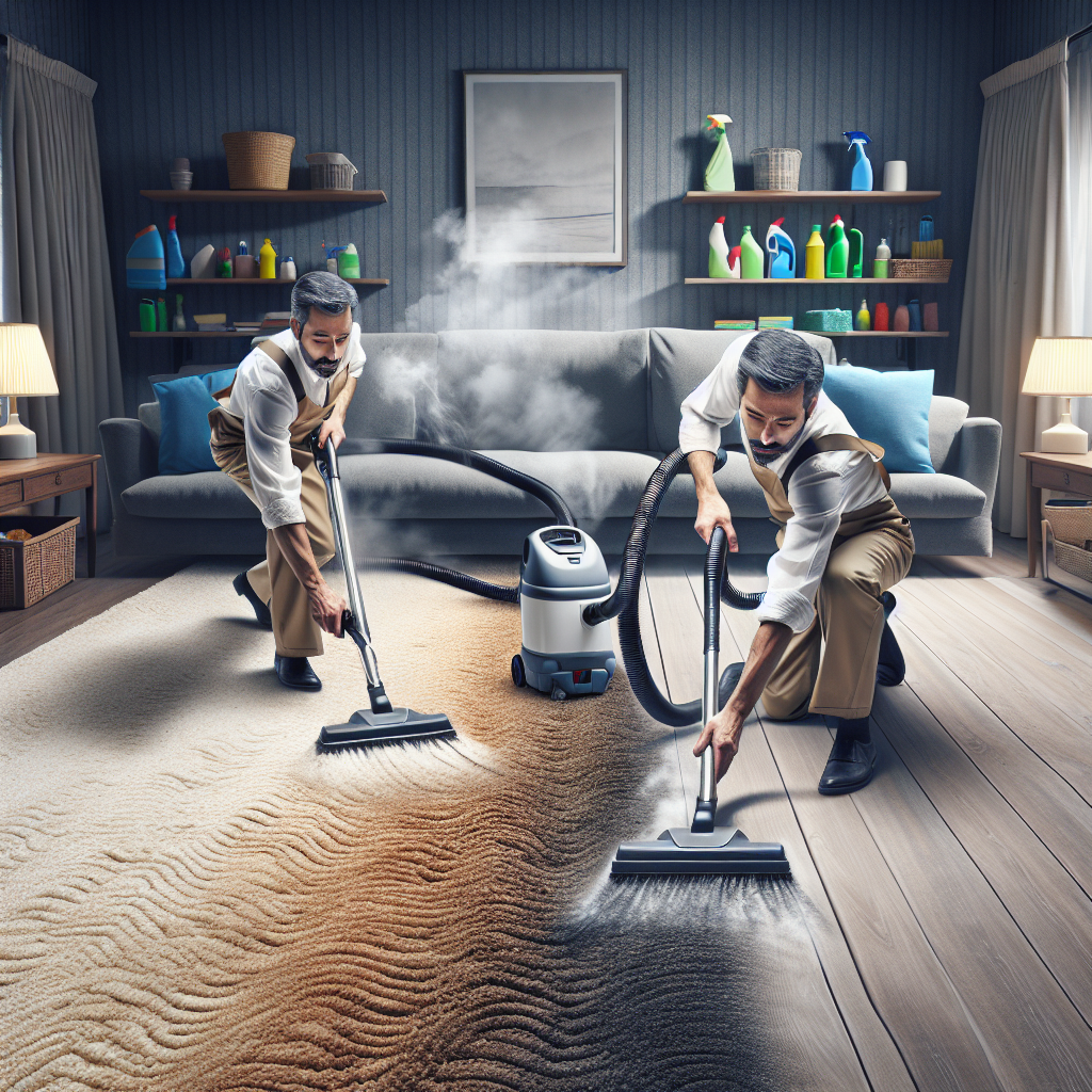 A realistic scene of deep cleaning in a home setting.