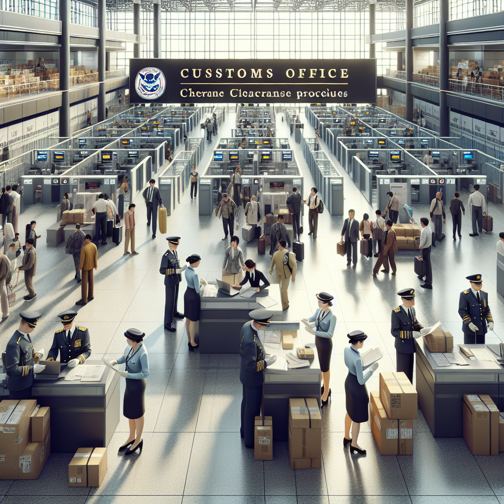 Customs clearance dubai 2 Realistic Depiction Of The Dubai Customs Office During Clearance Procedures.