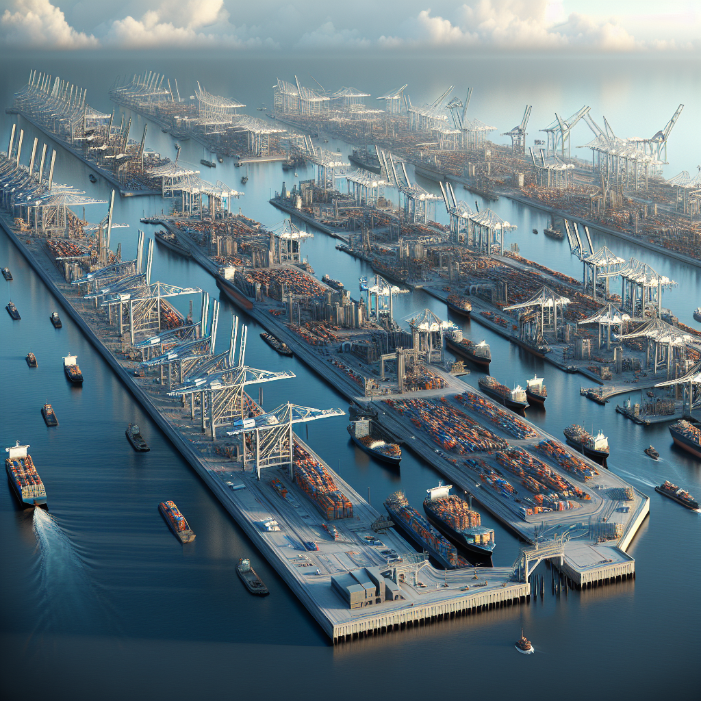 Jebel Ali Port With Shipping Containers And Cranes In A Busy Industrial Environment.