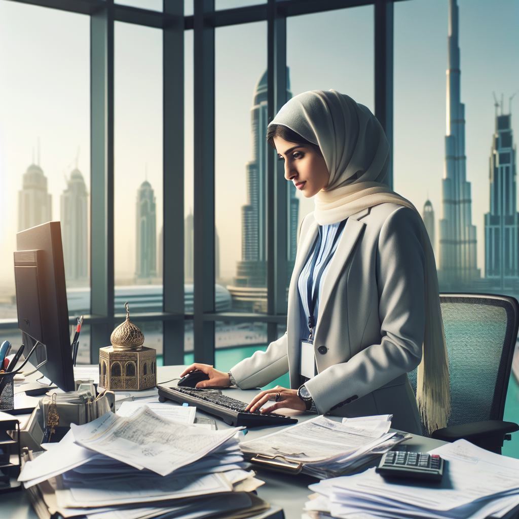 Customs clearance dubai 4 A Realistic Depiction Of A Customs Broker At Dubai Customs With The Dubai Skyline In The Background.