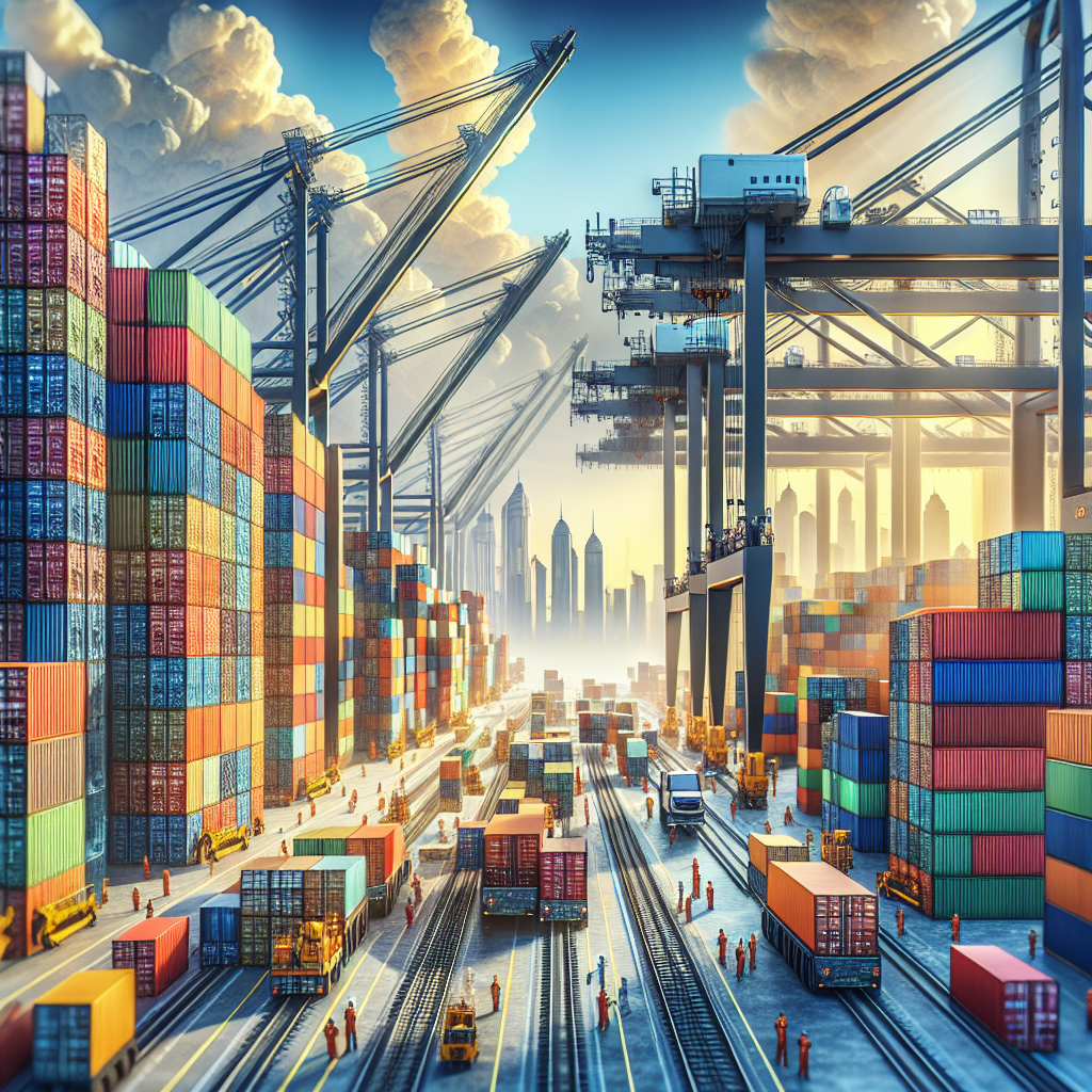 A Realistic Image Of Container Clearance At A Busy Port In Dubai.