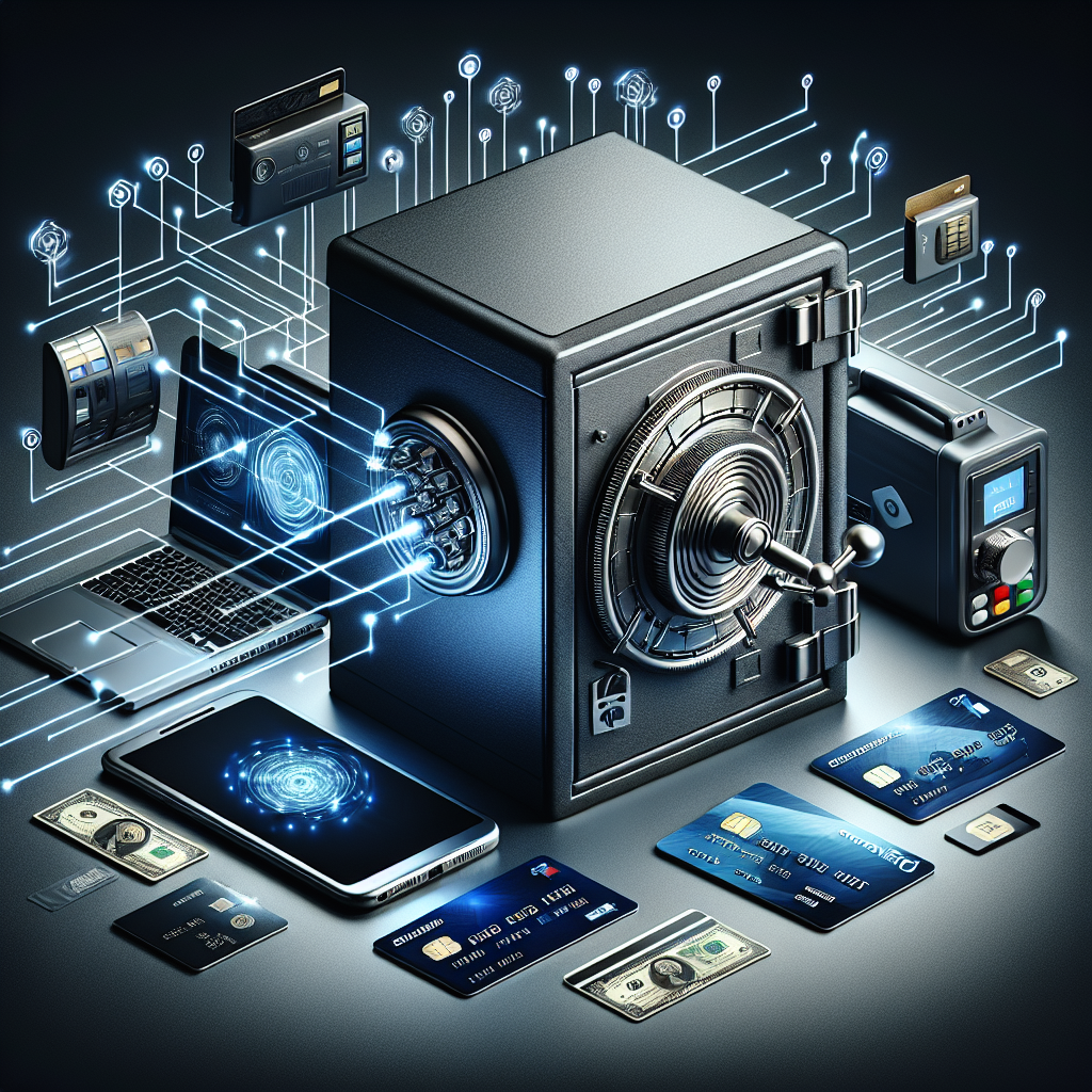 A safe with digital elements representing secure online payments.