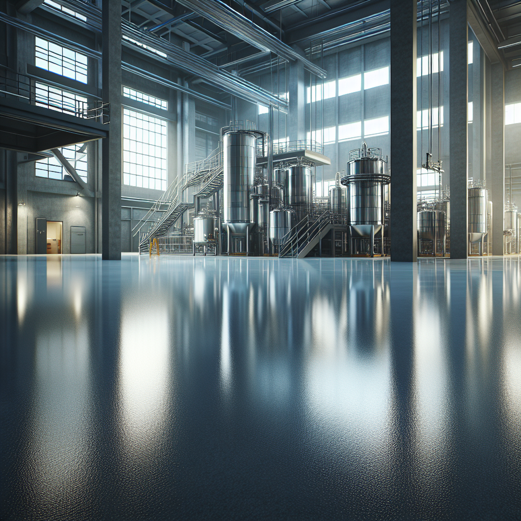 Realistic image of new epoxy flooring in a modern industrial setting.