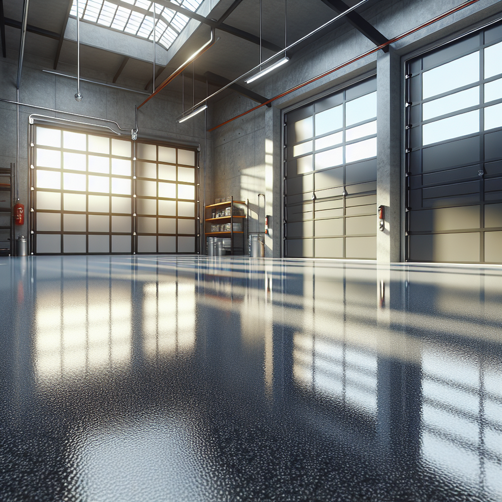 A pristine epoxy flooring surface in a garage with a glossy finish.