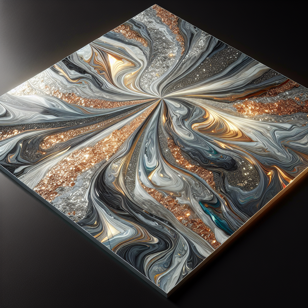 Realistic metallic epoxy flooring with glossy, marble-like texture.