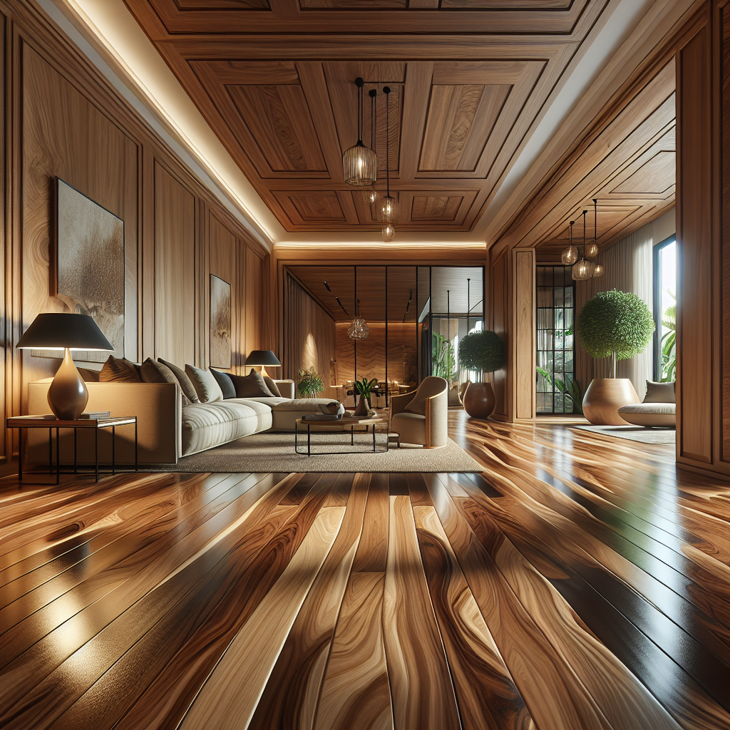 A home interior with Lauzon hardwood floors, showcasing natural grain patterns and warm lighting.