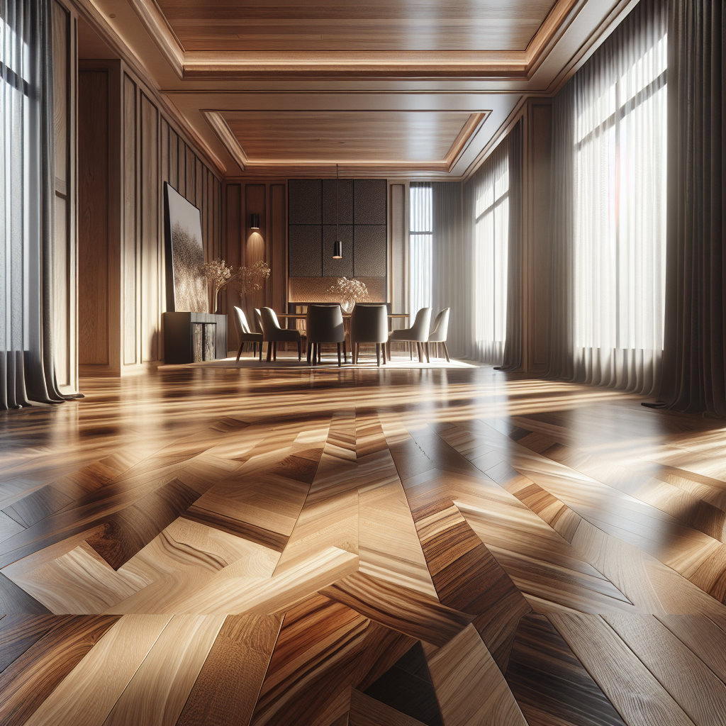 Elegant interior with Lauzon hardwood flooring showcasing natural wood grain and textures.