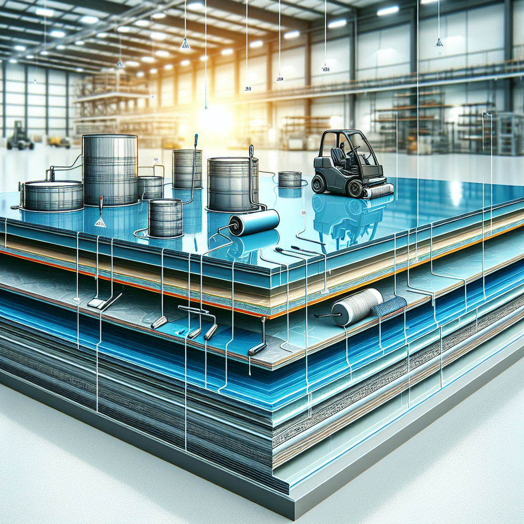 A cross-section image of epoxy floor coating layers in a commercial setting.