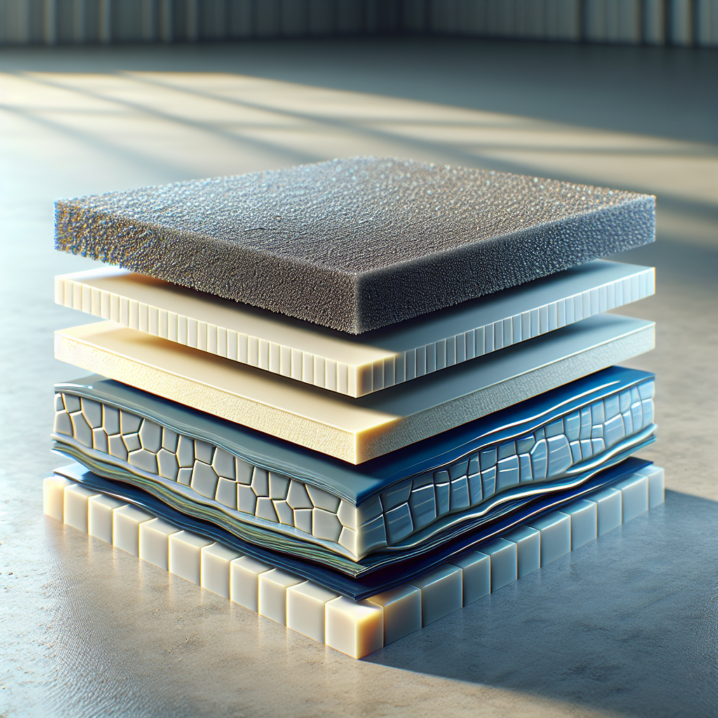 Layers of epoxy floor coating displayed in an industrial setting.