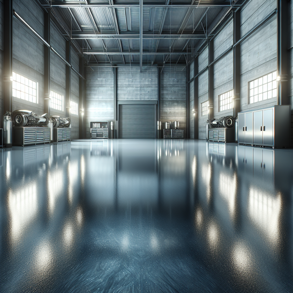 A glossy epoxy floor in a modern garage showcasing durability.