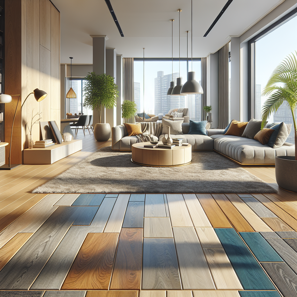 An interior view displaying different styles of Pal Flooring in a cozy living room setting.