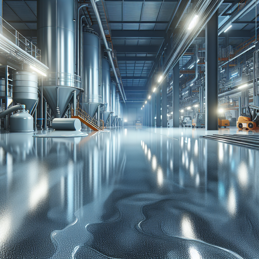 A durable epoxy floor coating in an industrial warehouse setting.