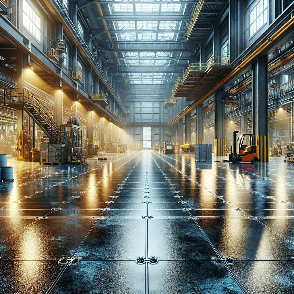 A high-performance epoxy floor coating in an industrial setting.