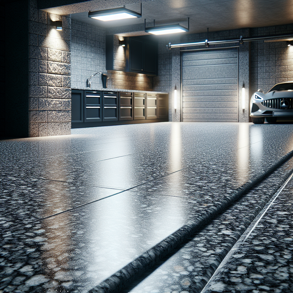 A realistic depiction of a granite garage floor.