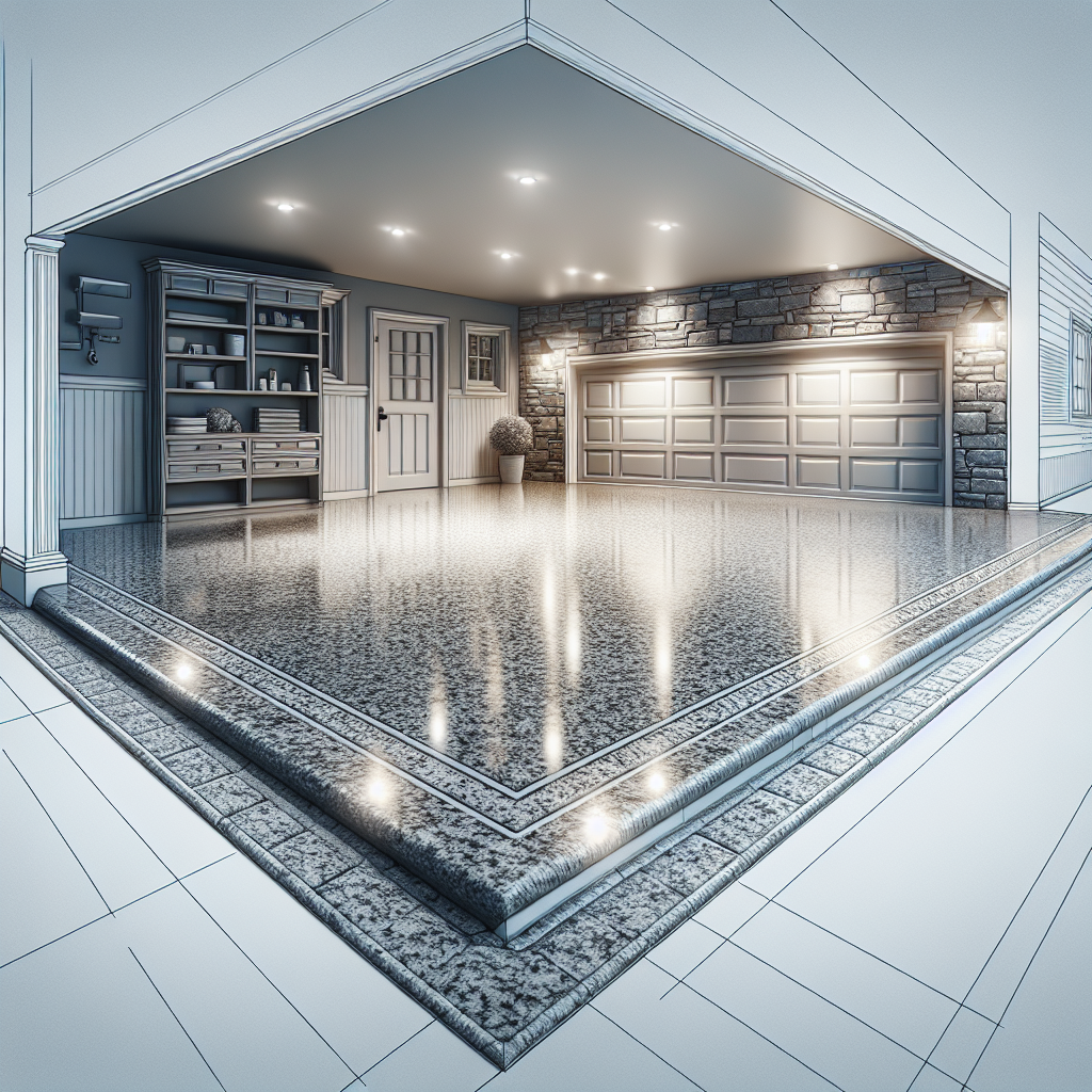 A pristine granite garage floor with a sleek, polished finish.