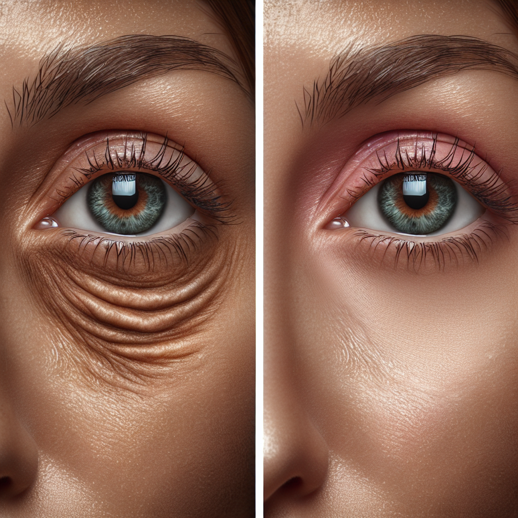 Realistic representation of under-eye dermal filler treatment results.