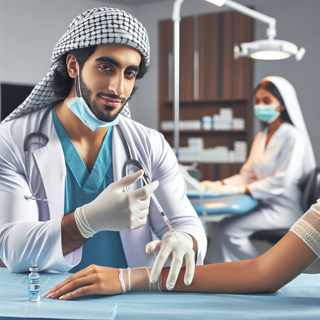 A healthcare professional preparing for a botox injection in a medical training setting.